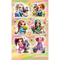 Наклейка Девочки с цветами 98х159 мм