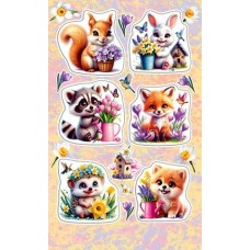 Наклейка Животные с цветами 98х159 мм