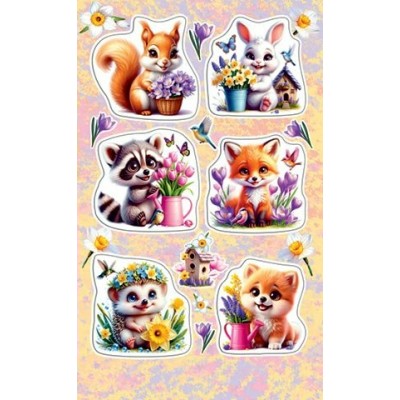 Наклейка Животные с цветами 98х159 мм