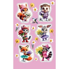 Наклейка Животные с цветами 98х159 мм