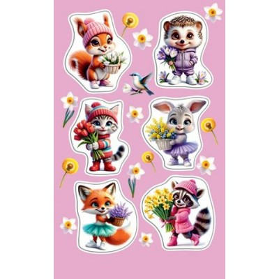Наклейка Животные с цветами 98х159 мм