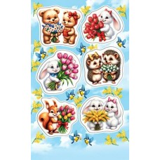 Наклейка Животные с цветами 98х159 мм