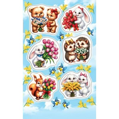 Наклейка Животные с цветами 98х159 мм
