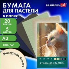 Папка для пастели А3 20 листов, 5 цветов, 180 г/м2,ART CLASSIC, Brauberg