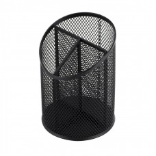 Подставка для канцелярских принадлежностей.  -органайзер, металлический, 10,5 см * 15 * 11 см, 3 отделения, черный Alingar