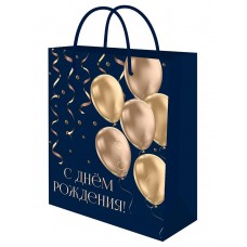 Пакет Бумажный Золотистые шары, 26,4х32,7x8 см (L)