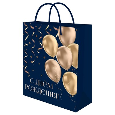 Пакет Бумажный Золотистые шары, 26,4х32,7x8 см (L)