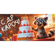 Конверт для денег  С ДР, Кароч! (детский, енотик) 82х170 мм