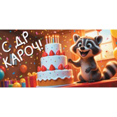 Конверт для денег  С ДР, Кароч! (детский, енотик) 82х170 мм