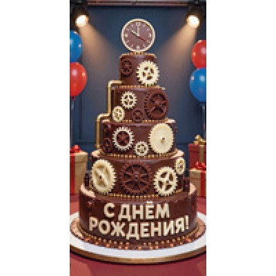 Конверт для денег  С днём рождения! (унисекс, торт) 82х170 мм