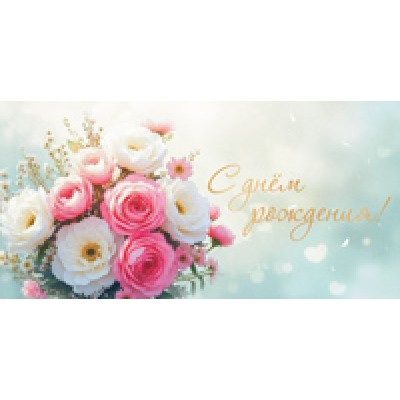 Конверт для денег  С Днем рождения! 82х170 мм