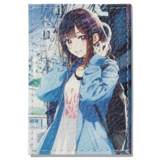 Обложка для проездных документов нат.кожа цветной рисунок по коже 