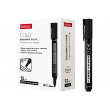 Маркер перманентный черный Solo, 2мм, пулевидный, трехгранный корпус Hatber