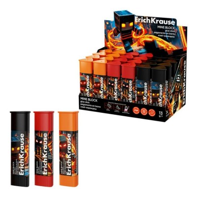 Клей карандаш 13гр Prism Mine Block ,PVP, трехгранный Erich Krause