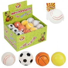 Игрушка   Мяч-попрыгун СПОРТ, 6 см, ТПР,ассорти, 4 вида, JOLLY JOT