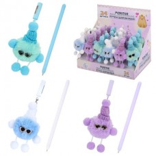 Ручка шариковая синяя  с пушистой подвеско 