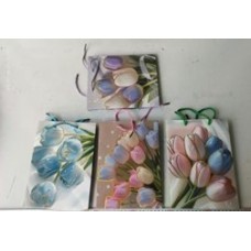 Пакет Бумажный плотный с фольгой Тюльпаны 180х230х10 мм