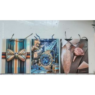 Пакет Бумажный плотный с фольгой Мужской 180х230х10 мм