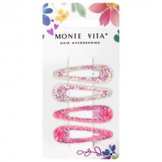Заколка для волос набор 4 шт, 5 см,клик-клак, с блестками, разные цвета MONTE VITA
