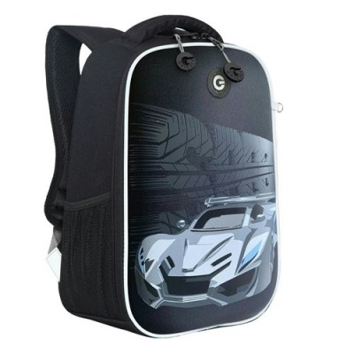 Рюкзак школьный  черный,26*37*16см черный, 1 отделение, эргоном. спинка Grizzly