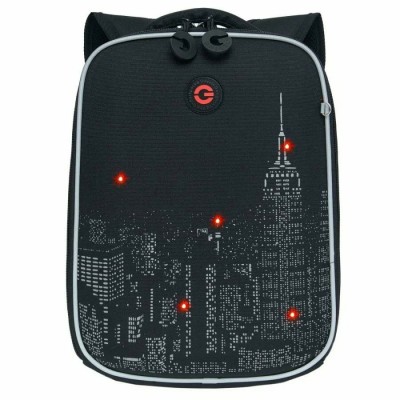 Рюкзак школьный  черный,облегченный с 1 отд.896гр.,10,5л.светодиодная плдсветка Grizzly