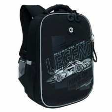 Рюкзак школьный  черный - серый,анатом.спинка, облегченный,37х26х16 см, Grizzly