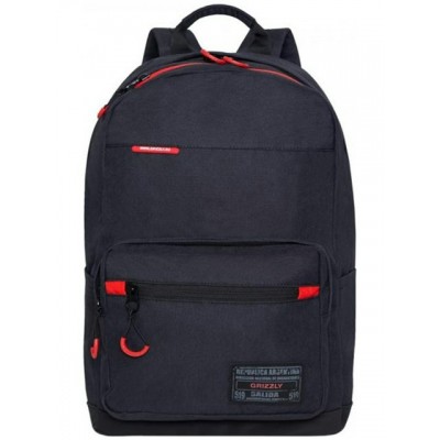 Рюкзак школьный  черный.28х41х18 см, полиэстер, черный.1отд.анат.спинка Grizzly