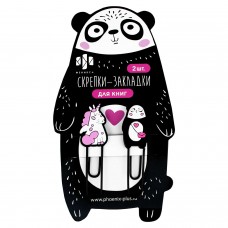 Закладка для книг набор 2 шт.Скрепки.ПАНДА И ЕДИНОРОГ ,фигурный из ПВХ, ПВХ-оплётка Феникс