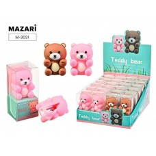 Точилка пластиковая 1 отверстие TEDDY BEAR, ассорти 2 цвета, ПВХ-уп Mazari