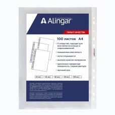 Папка файл с перфорацией А4 60 мкм,глянцевая,уп. 100 шт. Alingar