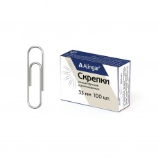 Скрепки 33мм. оцинкованные уп. 100 шт., металлические, Alingar