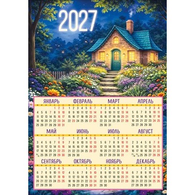 Календарь Листовой А4 (домик с лестницей) 2027 г 210х297 мм