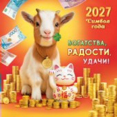Календарь  На скрепке Символ года. Богатства, радости, удачи! (коллаж) 2027 г 290х290 мм