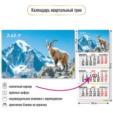Календарь Квартальный с магнитным курсором символ года 2027 г 300х690 мм