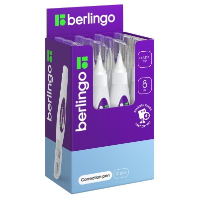 Штрих -ручка 8мл пластиковый наконечник Berlingo