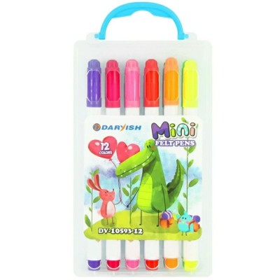 Фломастеры 12 цв. утолщенные mini,Крокодильчик,на водной основе Darvish
