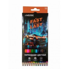 Карандаши 12цв. дерево 6-гран.  Fast Or Last, карт.уп. deVente