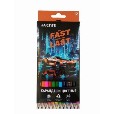 Карандаши 12цв. дерево 6-гран.  Fast Or Last, карт.уп. deVente