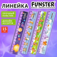 Линейка 15см пластик с волнистым краем,ассорти 4 дизайн FUNSTER (ФАНСТЕР)