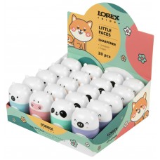 Точилка пластиковая 1 отверстие KIDS LITTLE FACES, с контейнером и ластиком, ассорти, LOREХ