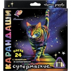 Карандаши 24цв. черное дерево Фантазия,  трехгранный, супермягкие, Луч