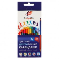 Карандаши 24цв. дерево 12шт.(двухсторонние)  Классика, шестигранные Луч