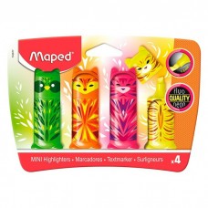 Маркер текстовыделитель набор 4 цвета FLUO PEP'S MINI FRIENDS, 5мм, скошенный Maped