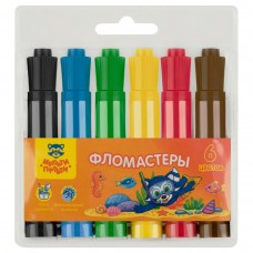 Фломастеры 6 цв круглые 