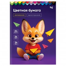 Бумага цветная 24л. 24 цв. мелованная, одностор., на скобе BG