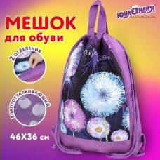 Мешок для обуви  с ручками,боковой карман на молнии, 46х36 см,