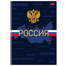 Тетрадь 160л клетка на спирали А4, обложка твердая, глянцевая ламинация Hatber