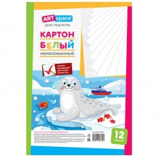 Картон белый 12л.  А4, немелованный, в пакете, 