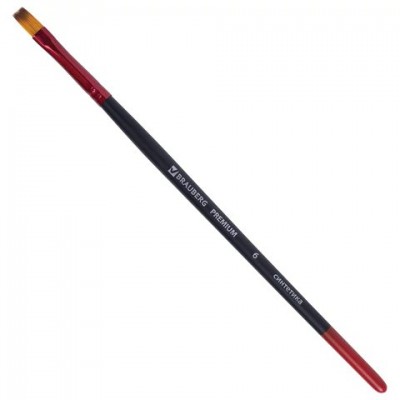 Кисть синтетика №6 плоская , PREMIUM Brauberg