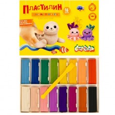 Пластилин 16цв.  классически, ДЛЯ ЮНЫХ ФАНТАЗЁРОВ. 240 г.стек Каляка-Маляка
